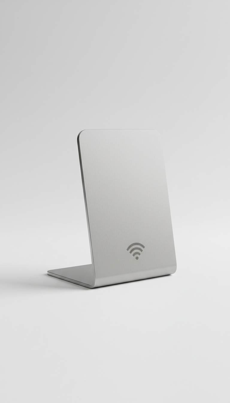 Brushed aluminum Google review stand